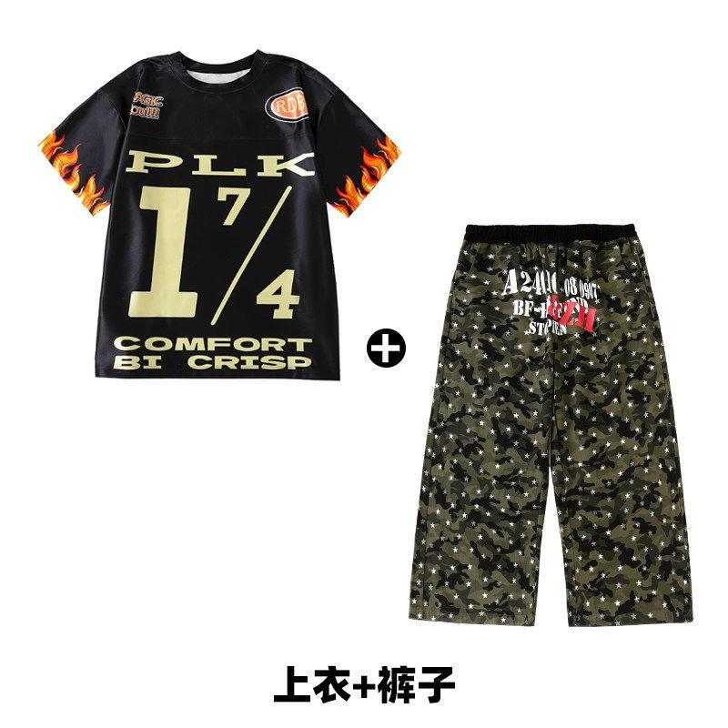 Kids Hip Hop Dance Pants Camo Print Loose Fit Streetwear Boys Girls Stage Performance