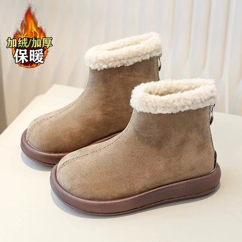 

Обувь для девочек зимние сапоги бархатные 2025 новые зимние ботинки детские короткие ботинки осенне-зимние утепленные хлопковые ботинки две хлопковые обуви 36 хаки