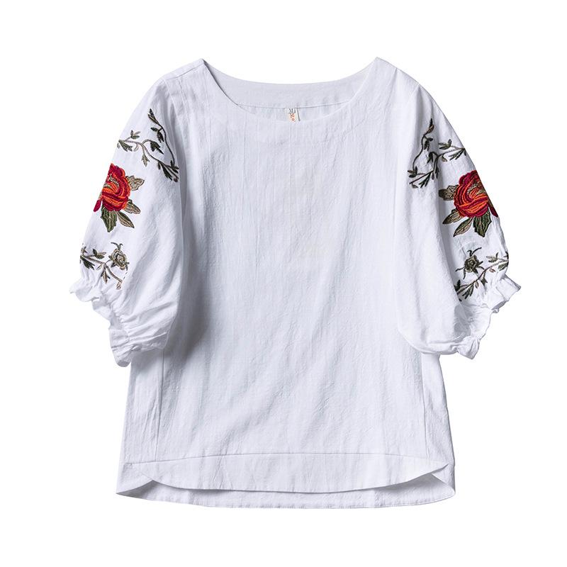 Mărimi Mari M~4XL: Tricou cu mânecă scurtă brodat în stil coreean 2025 pentru femei - Tricou de bază trendy cu efect de slăbire