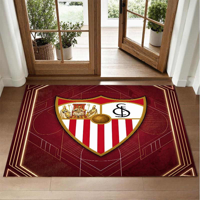 Sevilla FC Design Crystal Velvet Rug Soft Decorative Mat for Bedroom Entrance