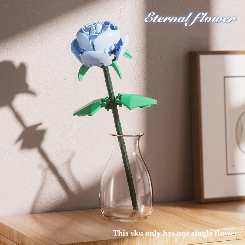 Red Blue Pink Rose Building Blocks Plants Peace and Hope Gardens Classic Model Bricks Kids Set Kits DIY Toy Valentine's Day Gift