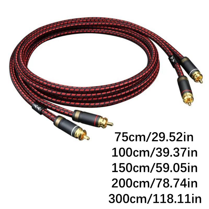 2 Piece Professional Grade 2RCA Interconnection Cable Wire OFC Construction for Audiophiles and DJs