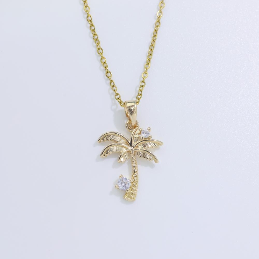 Simple Coconut Tree Pendant Necklaces for Women Fashion Zirconia Necklace Wedding Party Jewelry Accessories