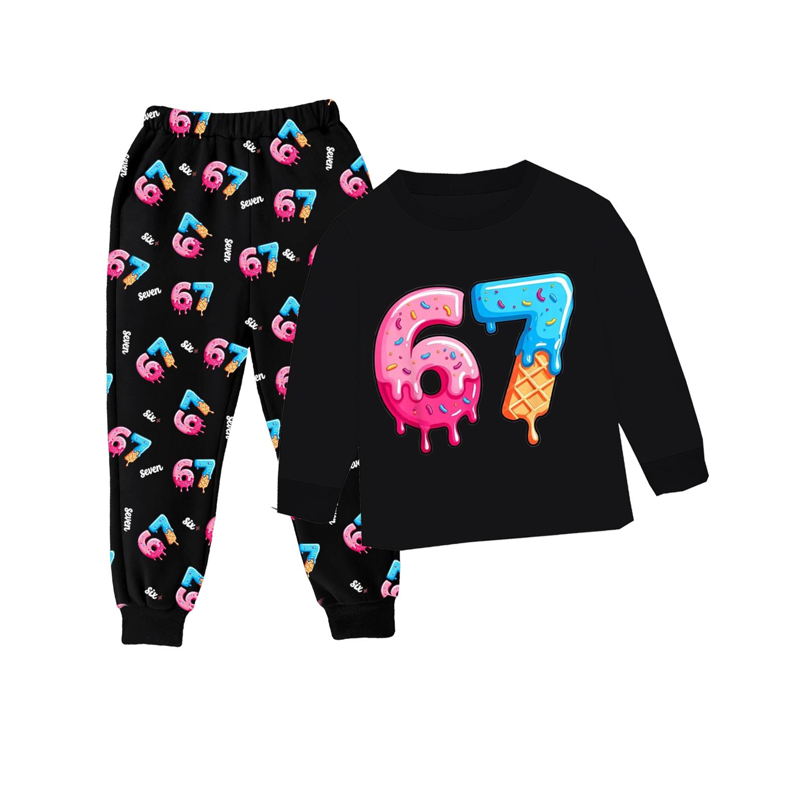 Children s Fashion Suit Skirt Round Neck Long Sleeve Top Pants 110