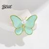 Enamel Butterfly Pin Women Brooch Sparkling Rhinestones Faux Pearl Butterflies