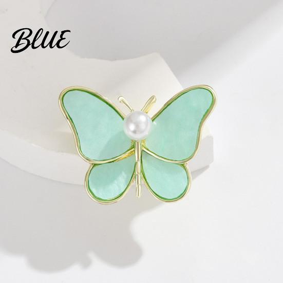 Enamel Butterfly Pin Women Brooch Sparkling Rhinestones Faux Pearl Butterflies