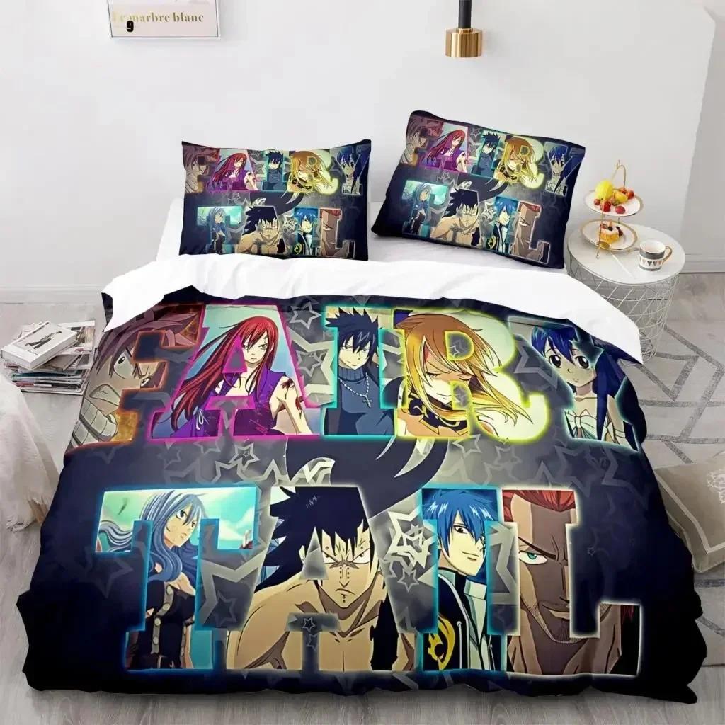 3D Printed Fairy Tail Natsu Bedding Set Duvet Cover Sheet Printed Bed Set Pillowcase Bed Full Queen King Size Comforter Bedroom