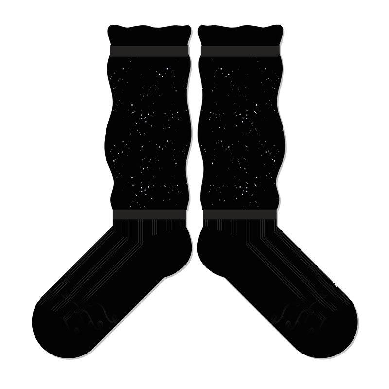 

Summer Women s Thin Style Lace Socks, Ballet-style Combed Cotton Breathable Mid-calf Socks, Solid-colored Pile-up Socks One size fits all чёрный