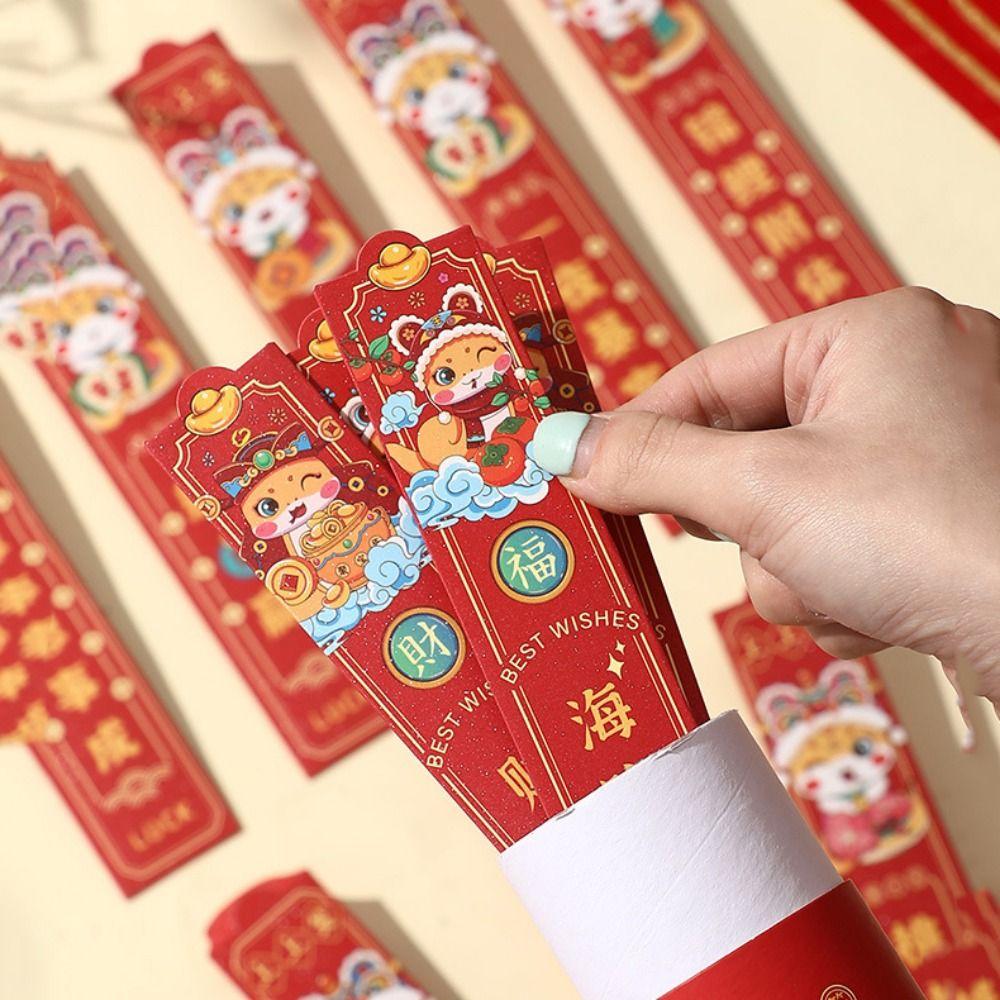 12pcs/box Cartoon Lottery Red Envelopes Zodiac Snake Fortune Hongbao  Spring Festival