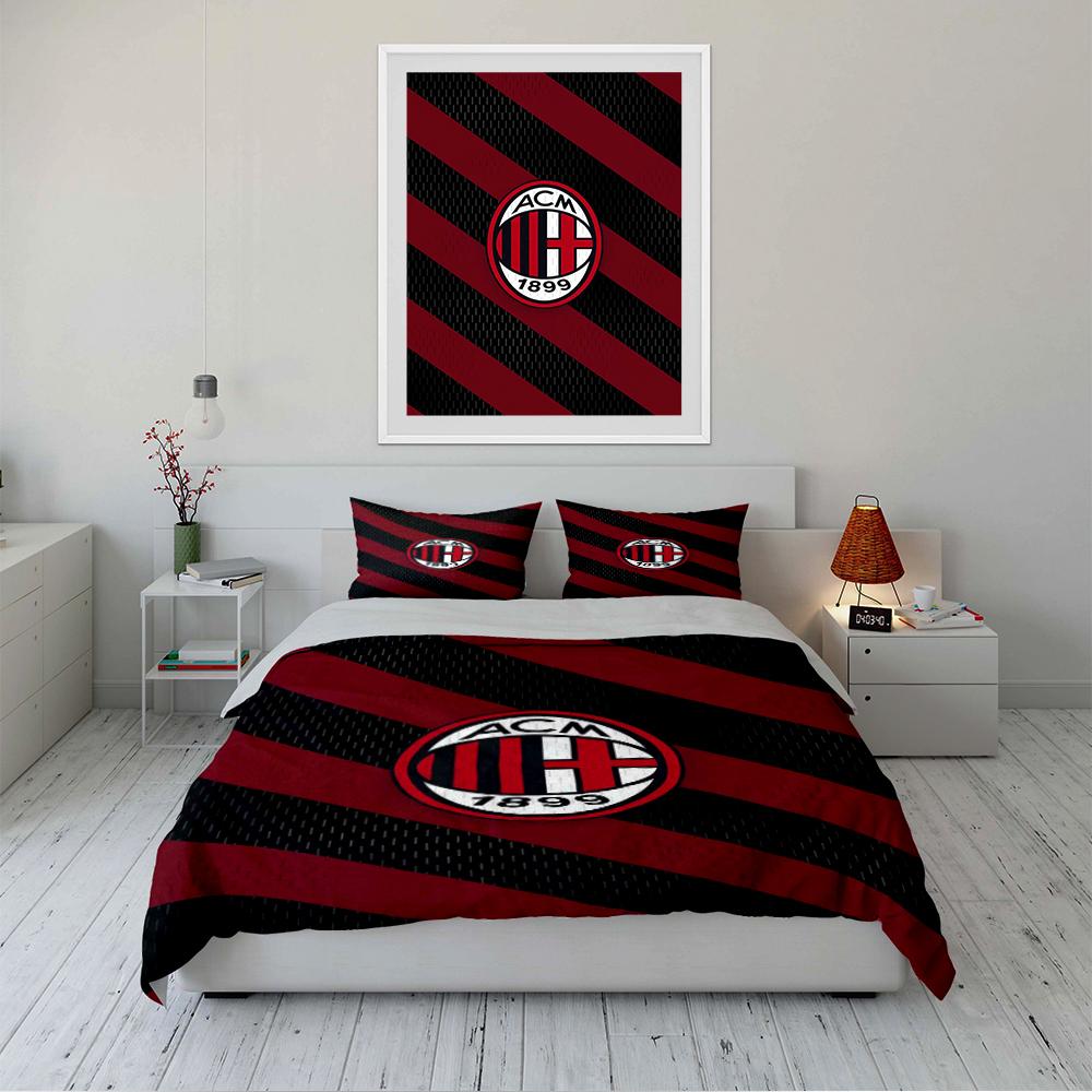 Set Biancheria da Letto Logo AC Milan Set Biancheria da Letto (1 copripiumino, 2 federe, piumino non incluso)