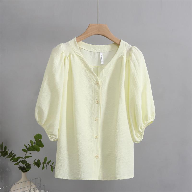 2025 Summer Women's Fashionable Loose V-Neck Short Sleeve Cardigan Top