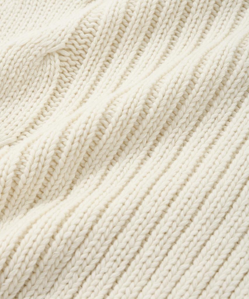 FALLETT Laine d'agneau Tricot torsadé Demi-zip Ivoire