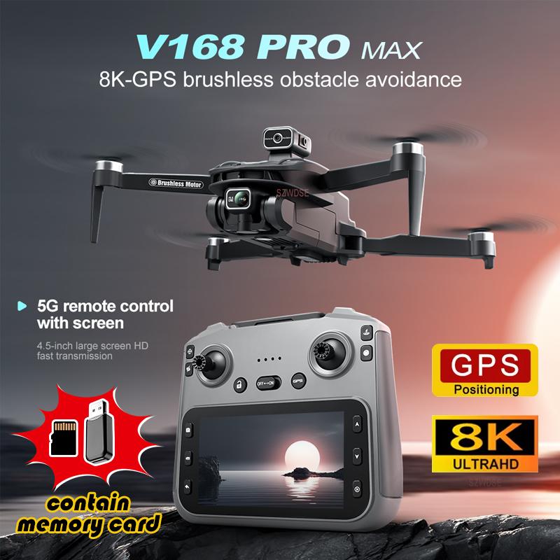 V168 Max Mini Gps Drone Professional Fpv With 8k Camera Rc Quadcopter Obstacle Avoidance Aerial Pography Aircraft Helicopters