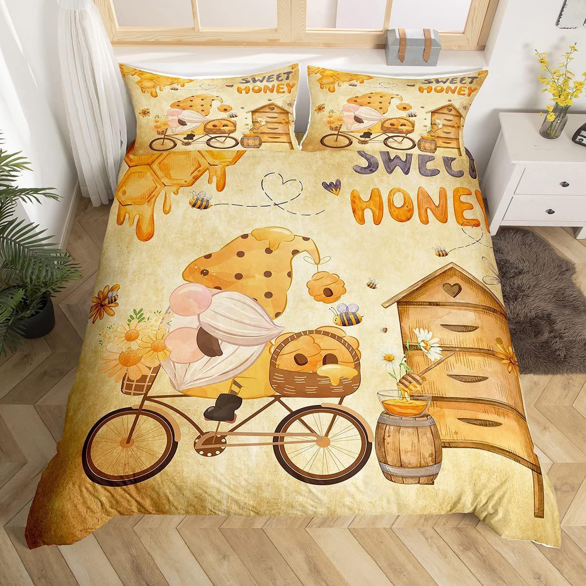 

Bee Dwarf Three-Piece Quilt Cover 3D Digital Printing Bedding Set Bed Cover EU single 135*200