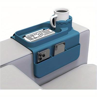 1 adet çok işlevli kanepe tepsisi - yüksek kapasiteli silikon içecek ve uzaktan kumanda tepsisi, 4,3 inç ve üzeri kol dayanaklarına uygundur