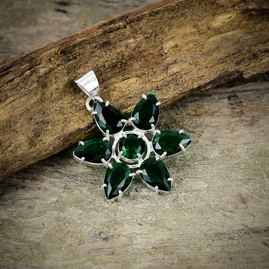 

Chrome Diopside Gemstone Handmade 925 Sterling Silver Jewelry Pendant 1.77 M-74