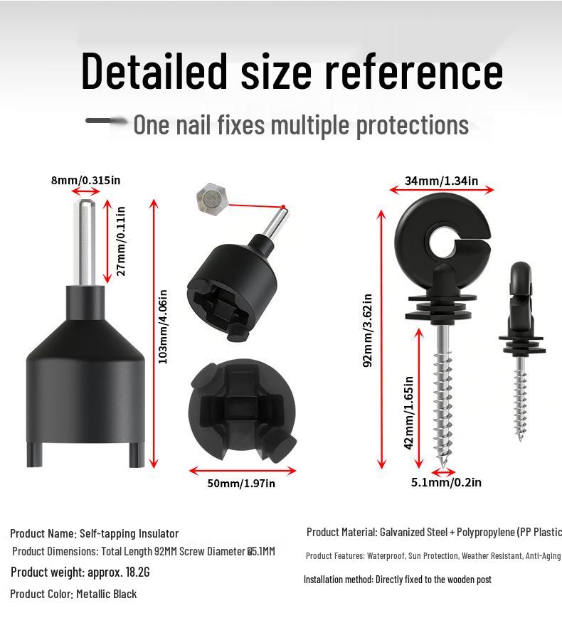 Self-Tapping Insulator Sleeve for Livestock Electronic Pulse Fence