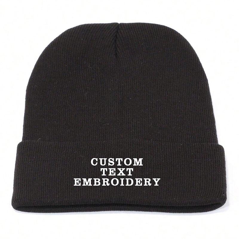 Unisex Classic Winter Knit Hats Ribbed Design Custom Logo Embroidery Personalized Customized Beanie for Beach Business Argyle One Size чёрный
