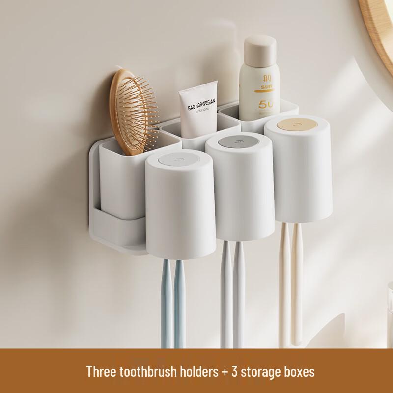 

cmaos Wall-Mounted Toothbrush Holder with Storage
