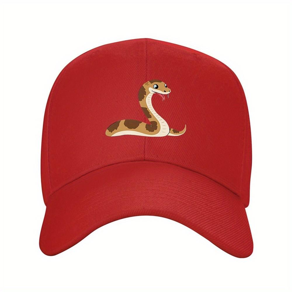 Cute Cartoon Snake Baseball Cap Unisex Adjustable Polyester Graphic Hat for Outdoor Casual Sports