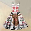 Women's Casual Sleeveless Dress with Christmas Print and Round Neck for Holiday Party