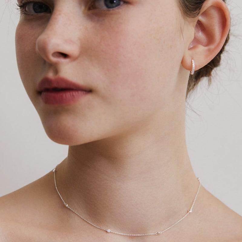 TATIANA (925 Silver) Bezel Dot Chain Necklace NZ2418