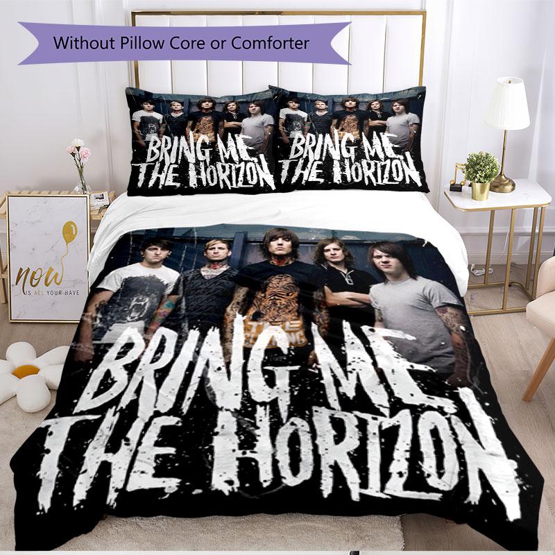 3pcs Duvet Cover Set (1*Duvet Cover + 2*Pillowcase, Without Core), Bring Me the Horizon Print Soft All‑Season Bedding Set, Home Bedroom Decor Gift