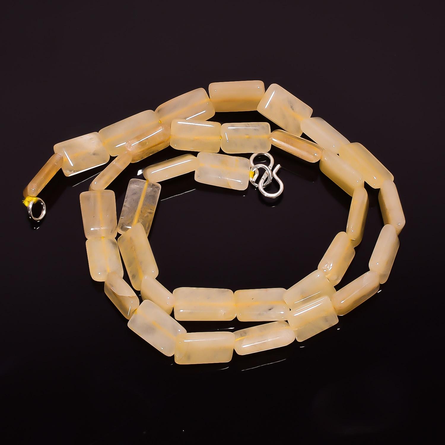

Natural Yellow Aventurine Gemstone Radiant Smooth Beads Necklace 17 UB-3431 UB-3431