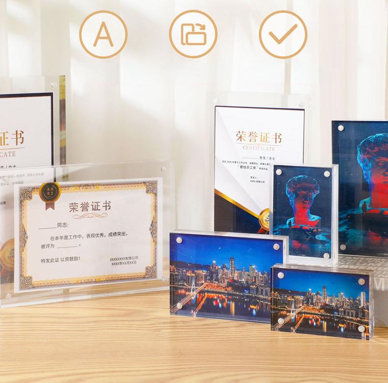 New Multi Size Square Table Table Transparent Card Brick Strong Magnetic Acrylic Picture Frame Display Gift