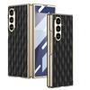 Samsung Zfold7 Mobile Phone Case Electroplated Plain Leather Shell Film Integrated Lambskin Diamond Pattern Protective Cover