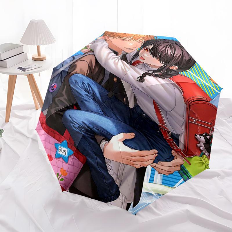 1pc Outdoor Umbrella with Cute Anime Characters, Automatic Opening, Portable Tri-Fold Design, 8-Rib Iron Frame, Perfect for Fans, Travel, Daily Use, I