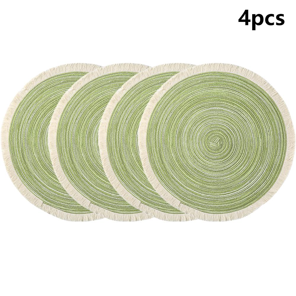 

38см Подставка под горячее Плетеная подставка под горячее Круглая Защита от ожогов Подставка под кастрюлю Экологичная Бытовая Нескользящая Защита стола Набор из 4 штук One size&Round трава зеленый
