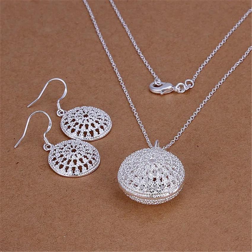 Charms Wedding 925 Silver Jewelry Fashion Pretty Pendant Necklace Earring Women Party Set TOP Quality Stamped