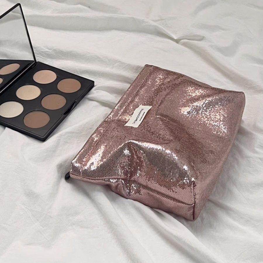 Leopard Print Canvas Makeup Bag For Women, Portable Travel, Skincare Products, Lipstick Storage Bag, Toiletry Bag