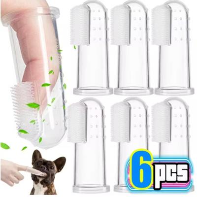 Silicone Soft Pet Finger Cuff Toothbrushes Dog Brush Bad Breath Tartar Teeth Care Tool Cat Cleaning Scrub Silicagel Pet Supplies