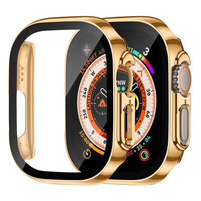 Boîtier de montre plaqué pour boîtier de montre Apple Ultra 49 mm couvercle à bord droit en verre IWatch série 8 SE 7 4 45 mm 41 mm 44 mm 40 mm couvercle de protection