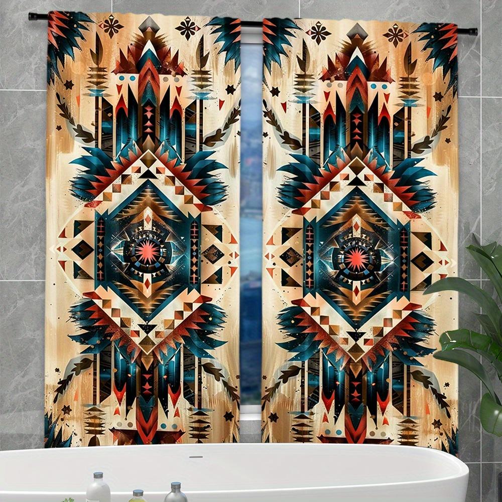 Bohemian Tribal Geometric Curtains Boho Drapes Southwestern Ethnic Style Window Treatment Living Room Bedroom Panel