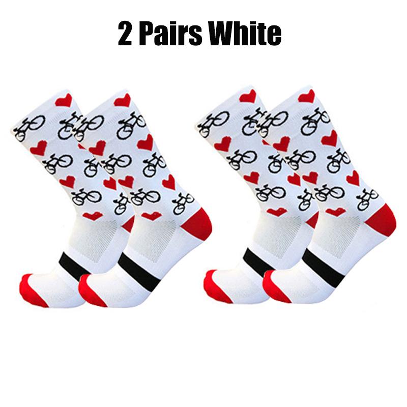 Radsocken Herren Damen Professionell Sport Pro Kompression Rennradsocken Mountainbike-Socken Rennsocken Herzmuster