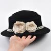 Women’s Elegant Wool Fedora Hat Autumn Winter Warm Knitted Hat Hepburn Style Party Formal Top Hat