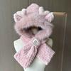Winter Hat Women's Warm and Cold Two-piece Hat Scarf Hat Integrated Winter Cute Antler Plush Hat