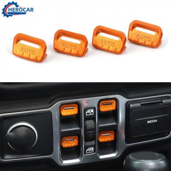 4Pcs Metal Window Lift Switch Knob Button Cover Trim For Jeep Wrangler JL JT 18+