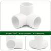 6Pcs White Black Plastic Pipe Connector PVC Fitting 3 Way Elbow Connector for Building Furniture Greenhouse Shed Pipe Fittings