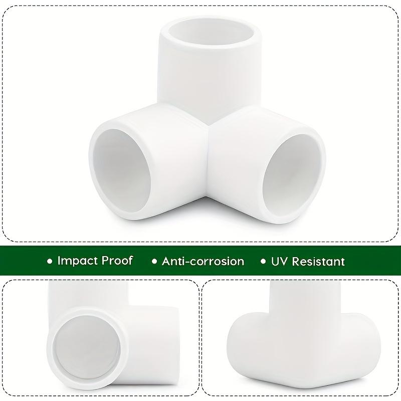 6Pcs White Black Plastic Pipe Connector PVC Fitting 3 Way Elbow Connector for Building Furniture Greenhouse Shed Pipe Fittings