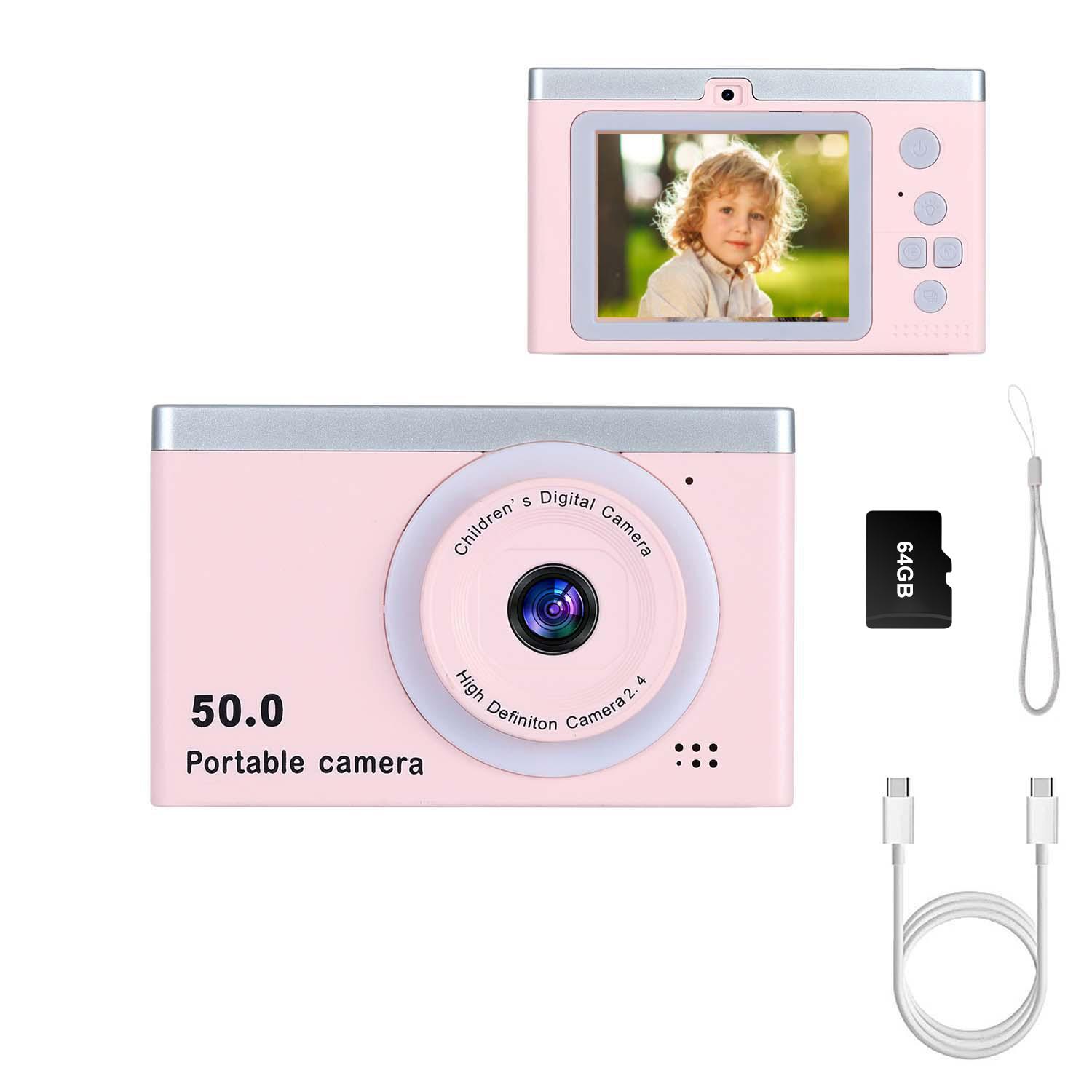 

Двойная камера для детей, игрушечные камеры, кольцо, заполняющий свет, детская цифровая камера, видеорегистратор 1080P с картой 64G, подарок на день рождения для девочек и мальчиков