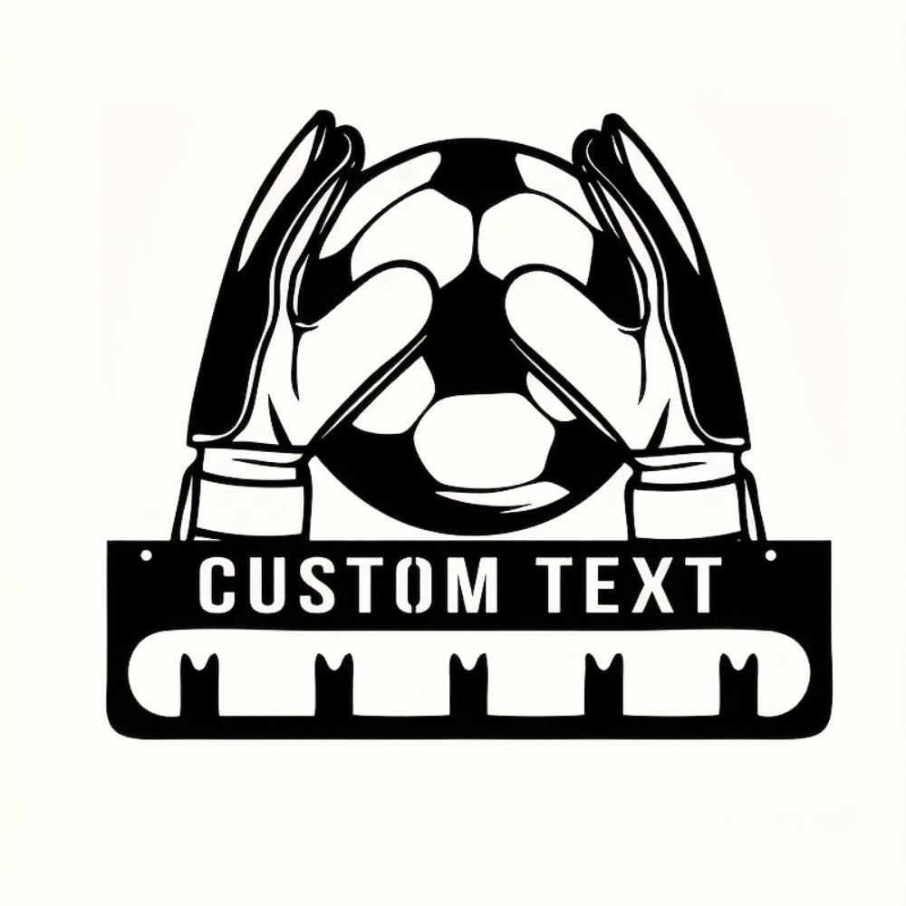 Personalized Soccer Goalkeeper Metal Sign Custom Name Monochrome Football Gift Sports Fan Christmas Wall Decor