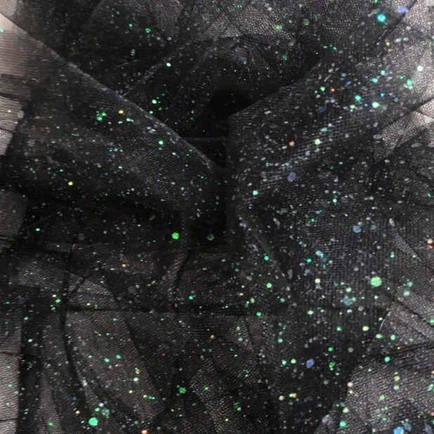 Shiny gilded sequined sheer chiffon fabric suitable for wedding dresses formal gowns and DIY handmade clothing fabrics