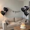 1/2/5pcs 22in Coquette Black Heart Pink Bow Balloons Y2K Aesthetic Foil Balloon Kpop Style Girls Goth Birthday Party Decorations