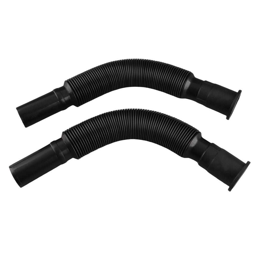 2Pcs Basin Drain Pipe Wash Basin Sink Drain Hose Flexible PVC Water Pipe for Kitchen Bathroom Black