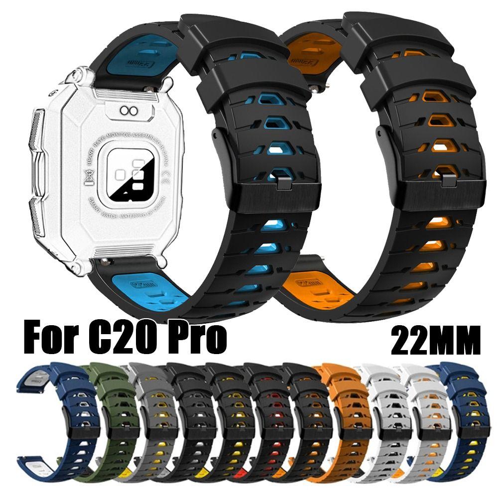 Dual Color Smart Watch Strap 22mm Watch Band Universal Silicone Watchband for C20 Pro