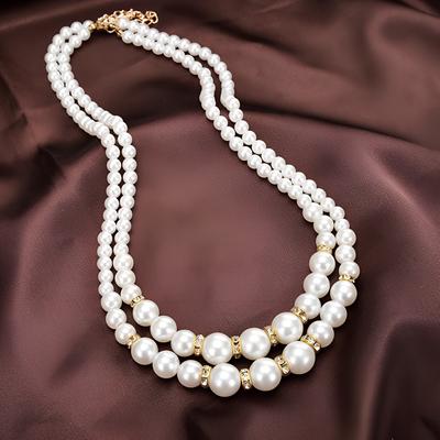 Smart Beads Rhinestone Inlaid Double Layer Necklace Jewelry